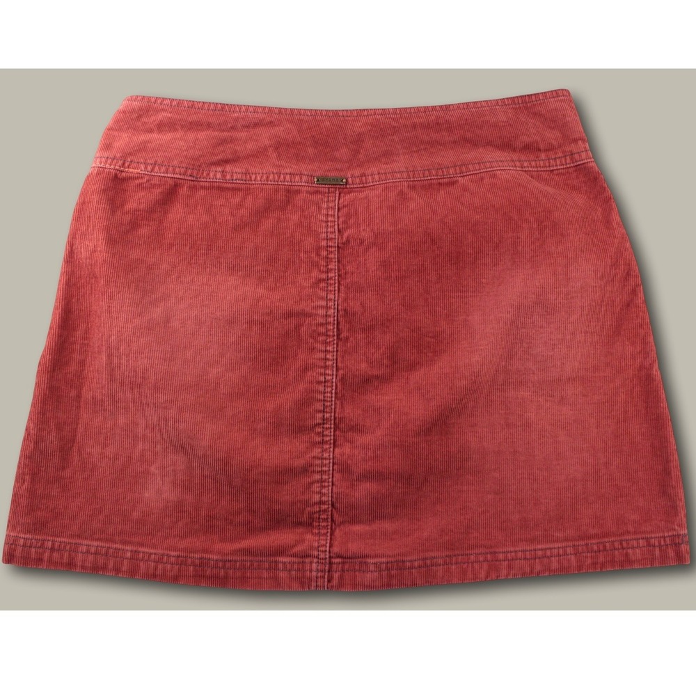 Vtg 00s prAna Corduroy Mini Skirt Burnt Orange Floral Waist Patch Pocket 6 Gorp - Picture 5 of 6